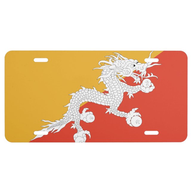 Bhutan Flag License Plate (Front)