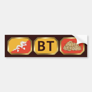 Bhutan Flag Map Code Bumper Sticker
