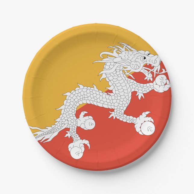 Bhutan Flag Paper Plates (Front)