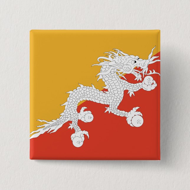 Bhutan Flag Pinback Button (Front)