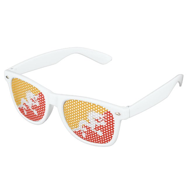 Bhutan Flag Retro Sunglasses (Angled)