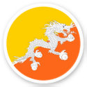 Bhutan Flag Round Sticker