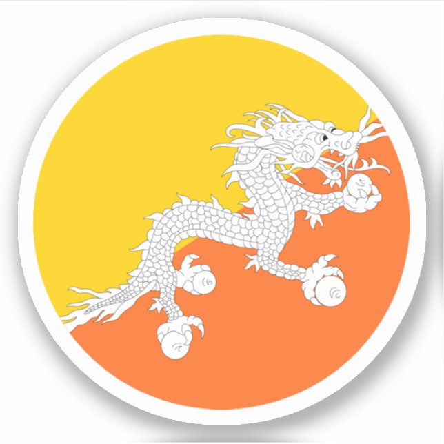 Bhutan Flag Round Sticker (Front)