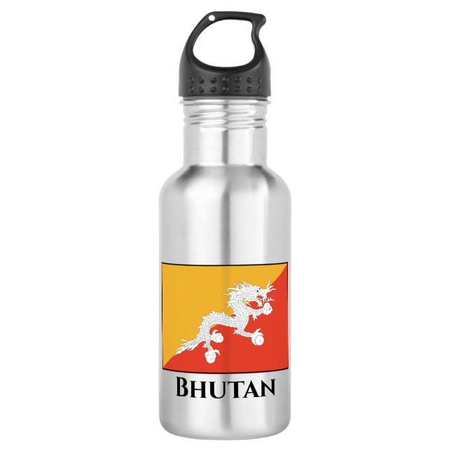 Bhutan Flag Stainless Steel Water Bottle (Front)