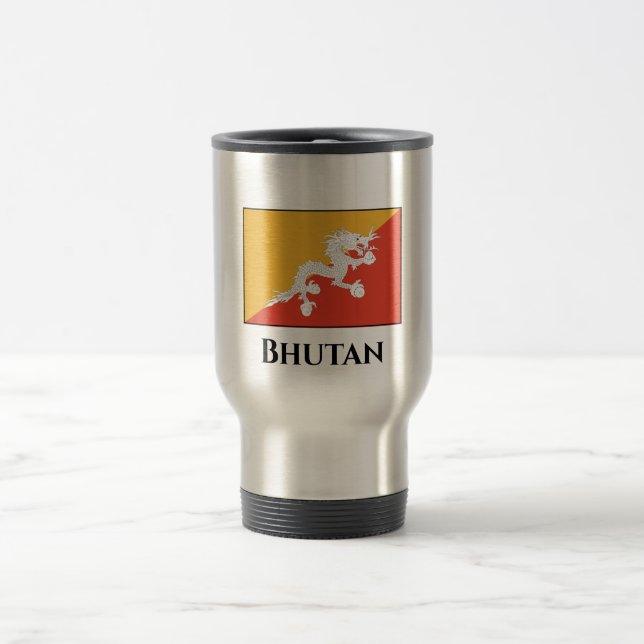 Bhutan Flag Travel Mug (Center)