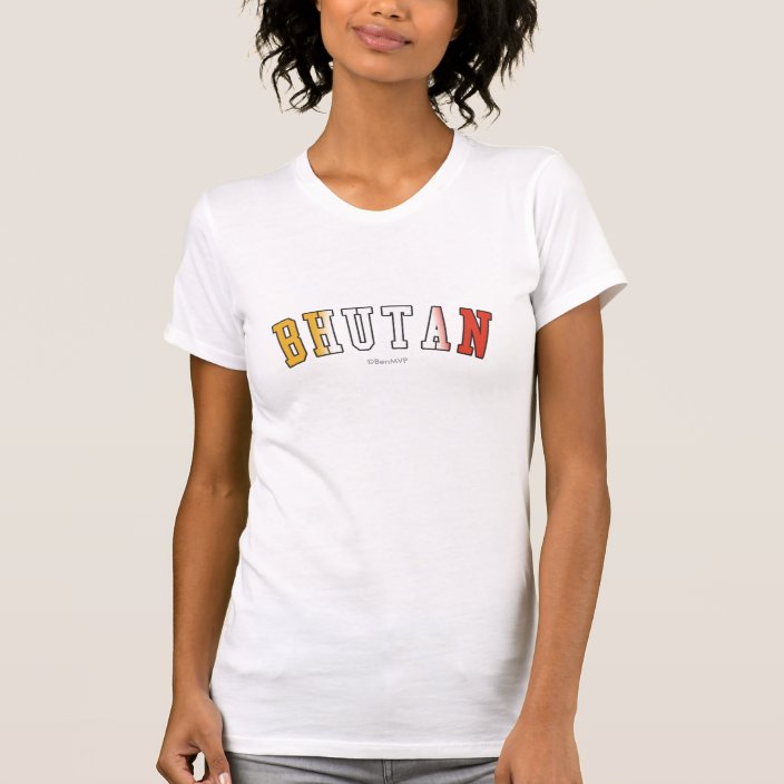 Bhutan in National Flag Colors Tee Shirt