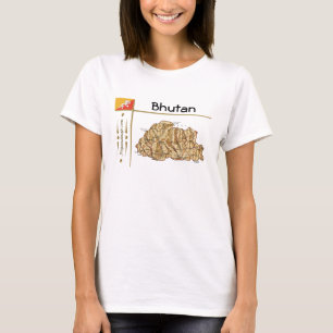 Bhutan Map + Flag + Title T-Shirt
