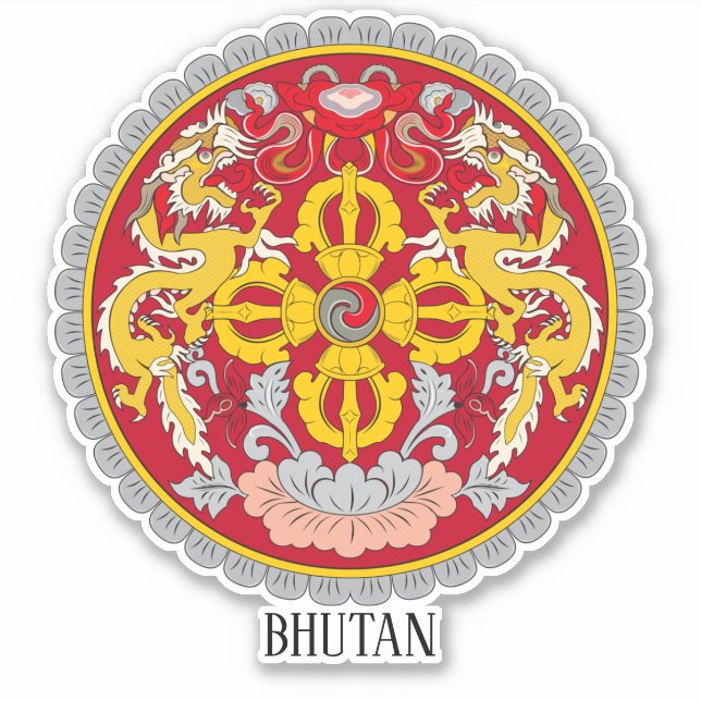 Bhutan National Coat Of Arms Patriotic Sticker (Front)