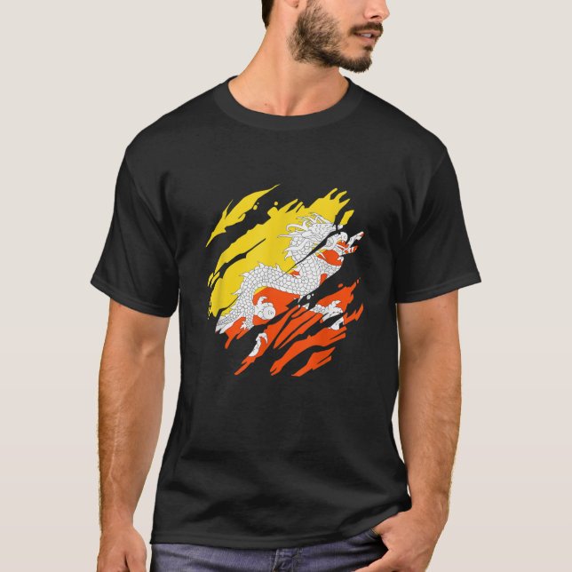 Bhutanese Flag Bhutan T Shirt (Front)