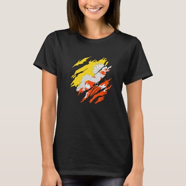 Bhutanese Flag Bhutan T-Shirt (Front)