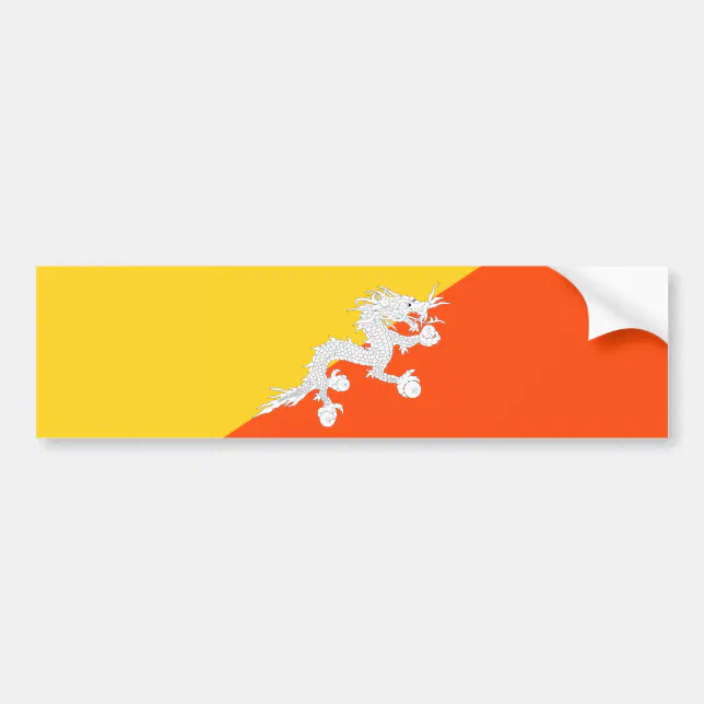 Bhutanese Flag (Bhutan) (Thunder Dragon) Bumper Sticker | Zazzle