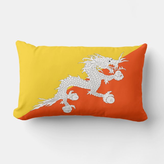 Bhutanese Flag (Bhutan) (Thunder Dragon) Lumbar Pillow (Front)