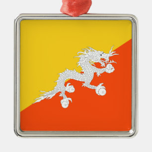 Bhutanese Flag (Bhutan) (Thunder Dragon)  Metal Ornament
