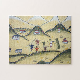 Bhutanese house with archery paintings - Bhutan Jigsaw Puzzle