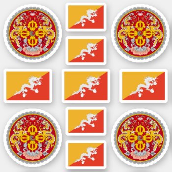 Bhutanese National Symbols /coat Of Arms And Flag Sticker by maxiharmony at Zazzle