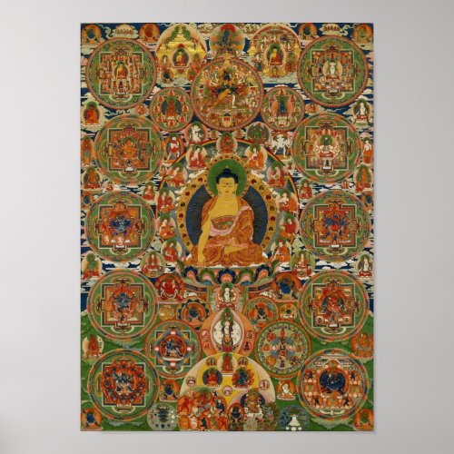 Bhutanese painted complete mandala poster