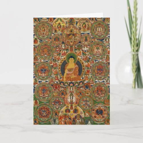 Bhutanese painted complete mandala thank you card