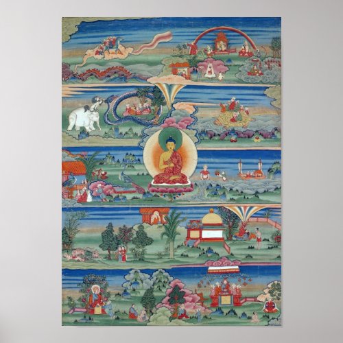 Bhutanese painted thanka of the Jataka Tales Poster