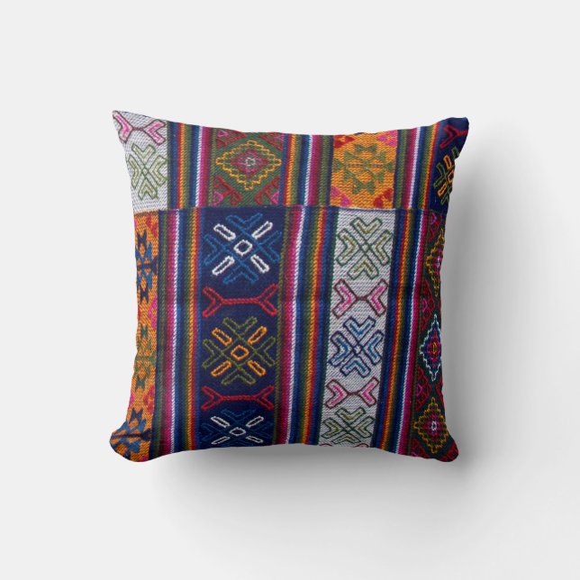 Bhutanese Textile Throw Pillow (Front)