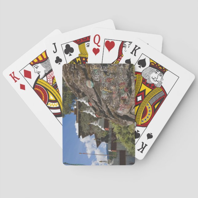 Bhutanese writing on rocks and Nepalese chortens Poker Cards (Back)