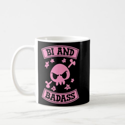 Bi And Badass Skull Cute  Bisexual Pride  Coffee Mug