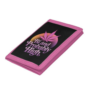 Bi And Probably High Bisexual Pride Flag LGBT Weed Tri-fold Wallet