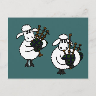 BI- Awesome Sheep Playing Bagpipes Postcard