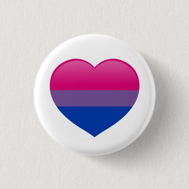 Bi Bisexual Flag Love Heart Button (Front)