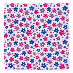 Bi Bisexual Pride Flowers Doodle Pink Blue Purple Bandana