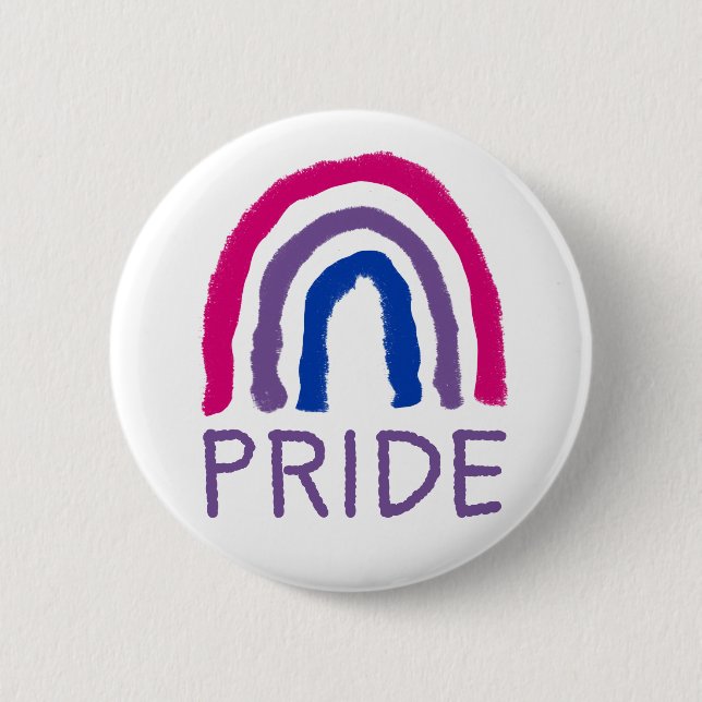 Bi Bisexual Pride Painted Crayon Rainbow Button (Front)