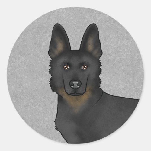 Bi_Black German Shepherd Cartoon Dog Head Close_Up Classic Round Sticker