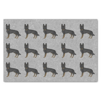 Bi-Black German Shepherd Cartoon Dog Pattern Gray Tissue Paper