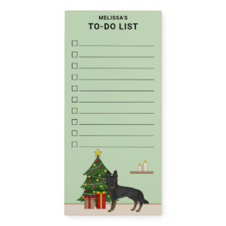 Bi-Black German Shepherd Christmas Tree To Do List Magnetic Notepad