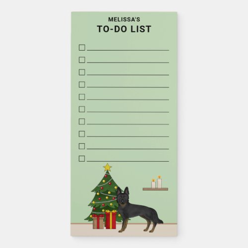 Bi_Black German Shepherd Christmas Tree To Do List Magnetic Notepad