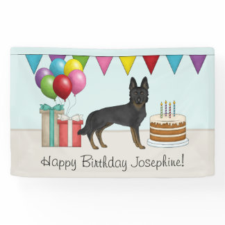 Bi-Black German Shepherd Colorful Happy Birthday Banner