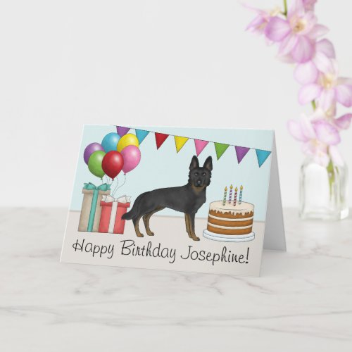 Bi_Black German Shepherd Colorful Happy Birthday Card