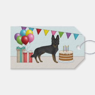 Bi-Black German Shepherd Colorful Happy Birthday Gift Tags