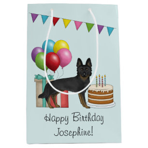 Bi-Black German Shepherd Colorful Happy Birthday Medium Gift Bag