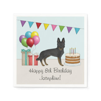 Bi-Black German Shepherd Colorful Happy Birthday Napkins