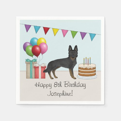 Bi_Black German Shepherd Colorful Happy Birthday Napkins