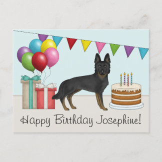 Bi-Black German Shepherd Colorful Happy Birthday Postcard