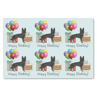 Bi-Black German Shepherd Colorful Happy Birthday Tissue Paper