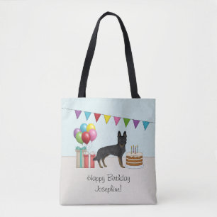 Bi-Black German Shepherd Colorful Happy Birthday Tote Bag