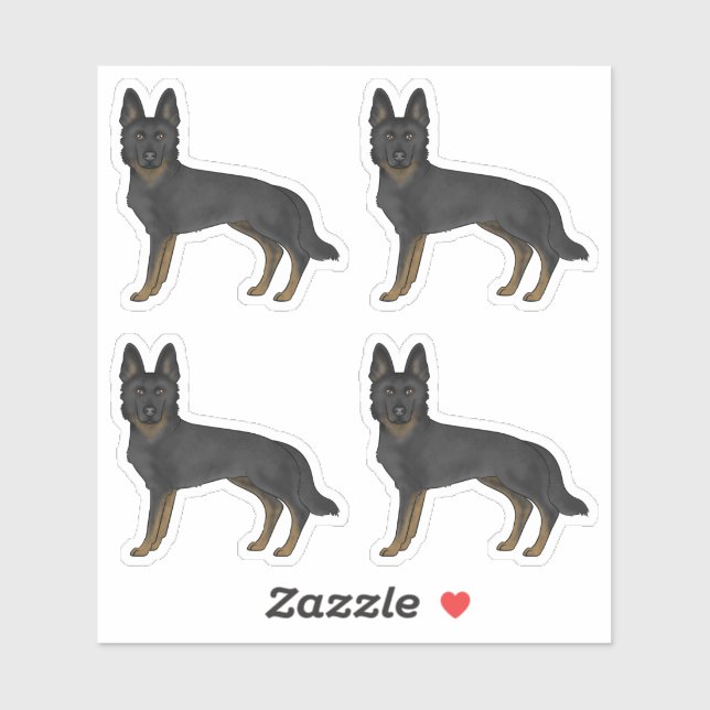 Bi-Black German Shepherd Cute Cartoon Design Dogs Sticker (Sheet)