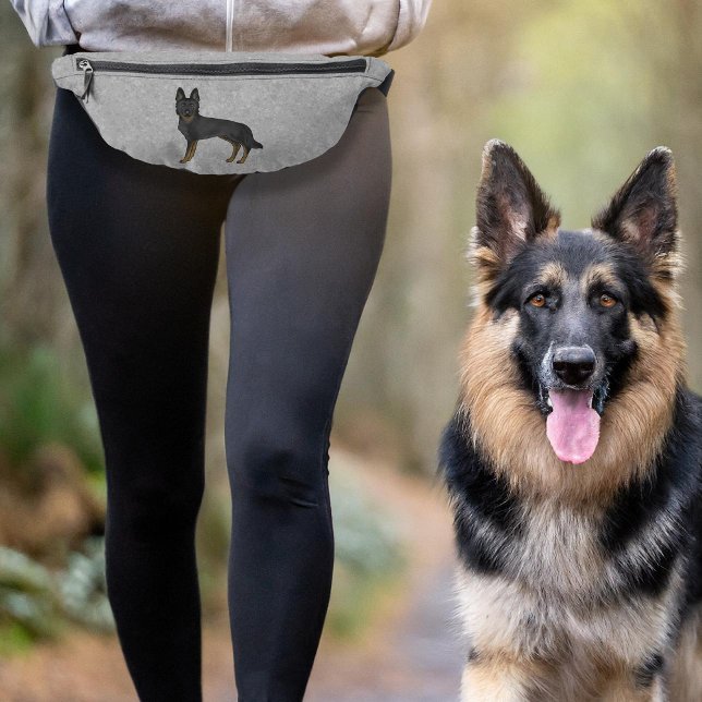 Bi-Black German Shepherd Cute Cartoon Dog Gray Fanny Pack (Please note: This image is a digital mockup. The product may not be in scale.)
