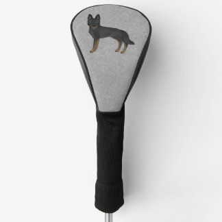 Bi-Black German Shepherd Cute Cartoon Dog Gray Golf Head Cover