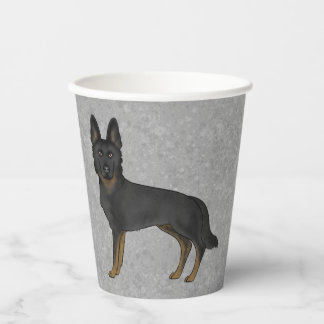 Bi-Black German Shepherd Cute Cartoon Dog Gray Paper Cups