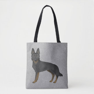 Bi-Black German Shepherd Cute Cartoon Dog Gray Tote Bag
