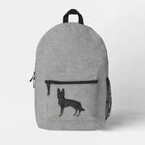 Bi-Black German Shepherd Cute Cartoon Dog On Gray Printed Backpack