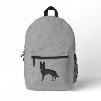 Bi-Black German Shepherd Cute Cartoon Dog On Gray Printed Backpack